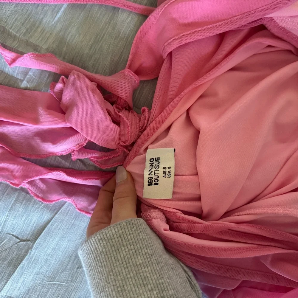 Lola Pink Mesh Ruffle Mini Dress - Picture 7 of 12